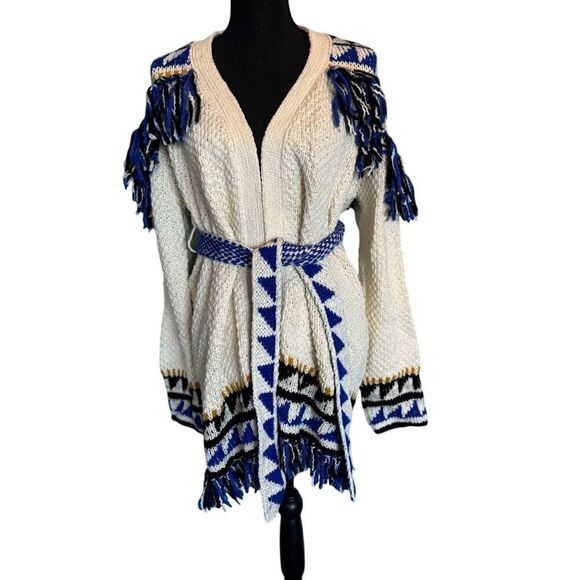NWT Made in PERU MOTHER The Fringe Cardigan Sweater Alpaca Nylon S - Picture 8 of 13